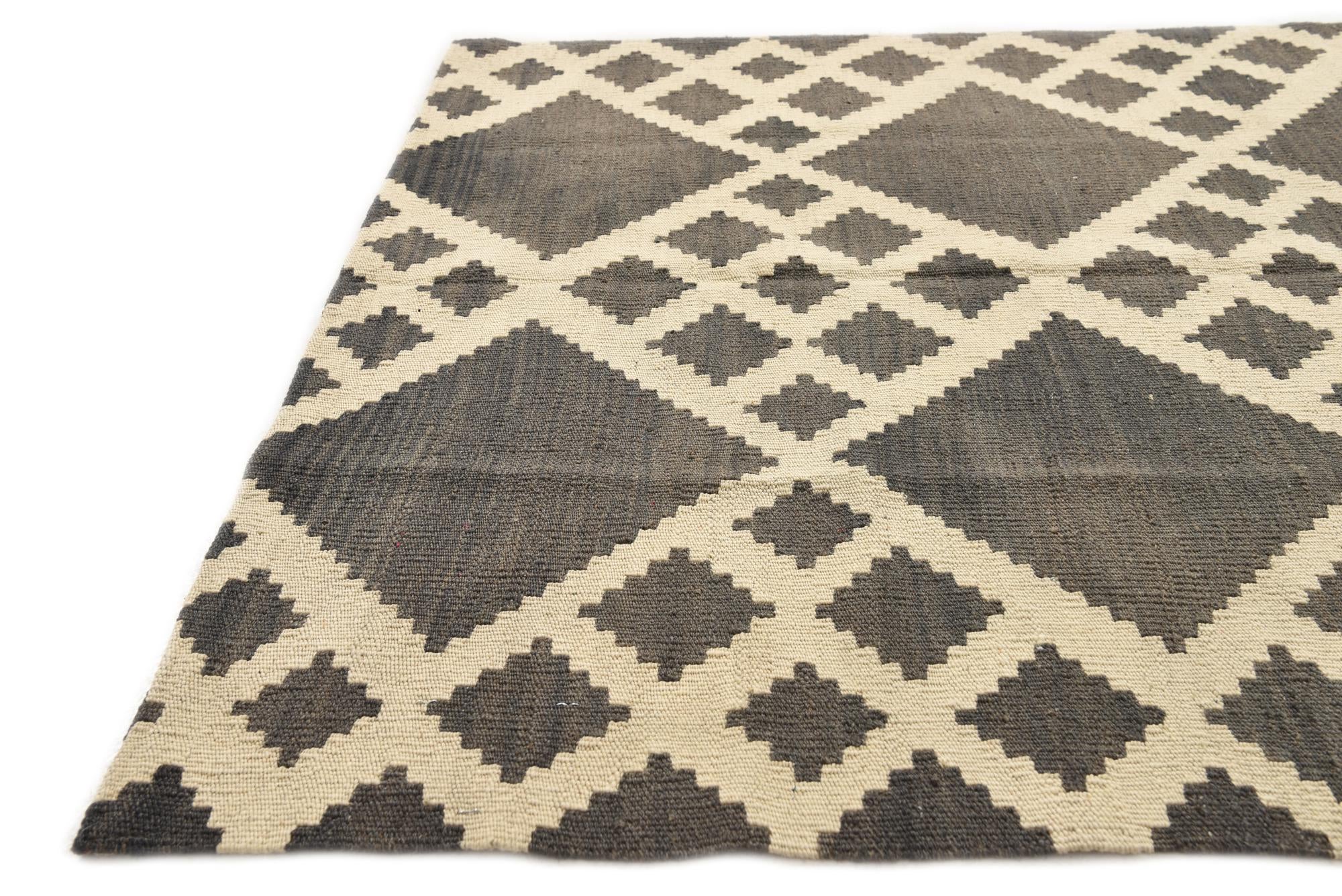 3' 8 x 6' Hand Woven Kilim Modern Wool Rug