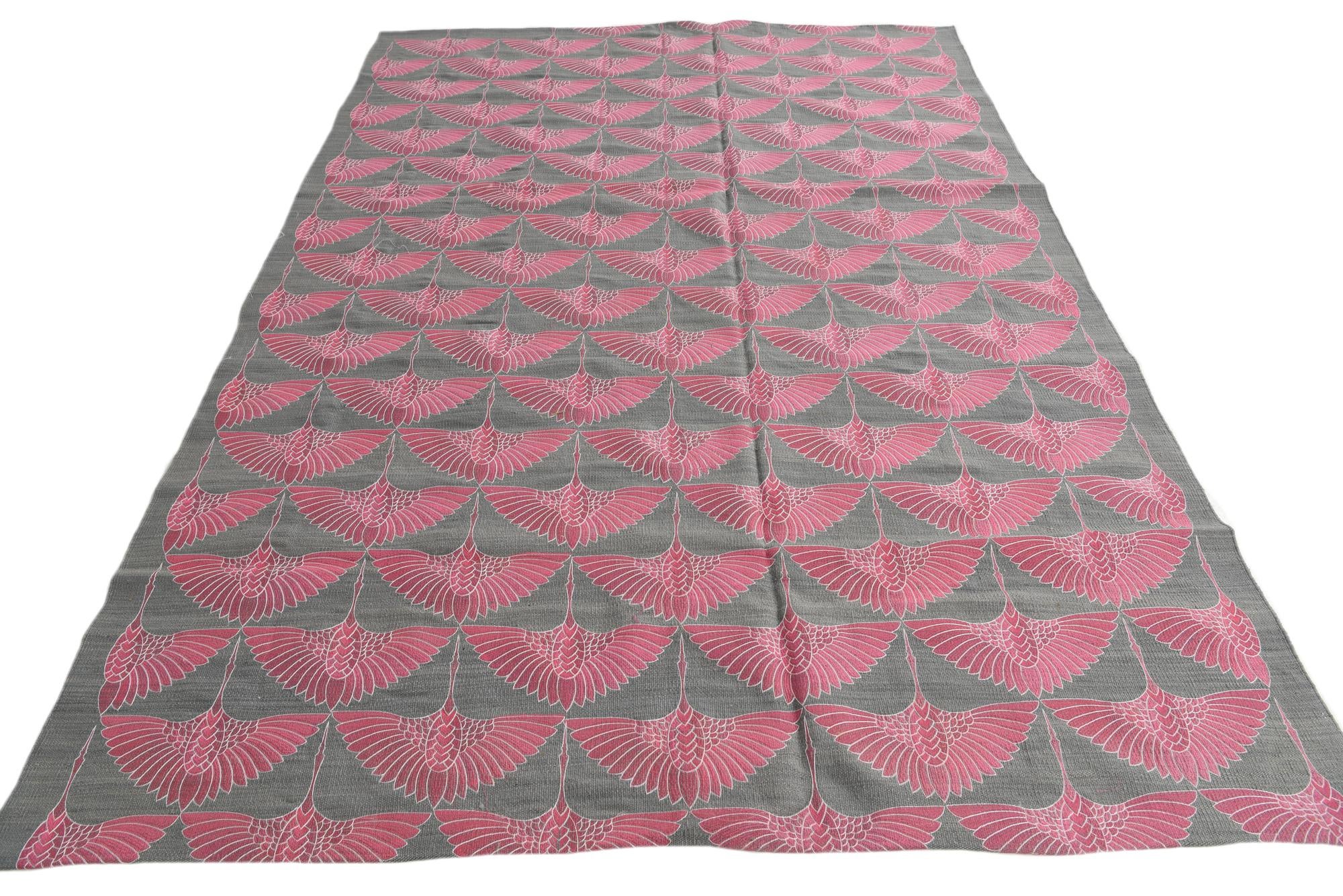 6' 5 x 9' 8 Hand Woven Kilim Modern Wool Rug