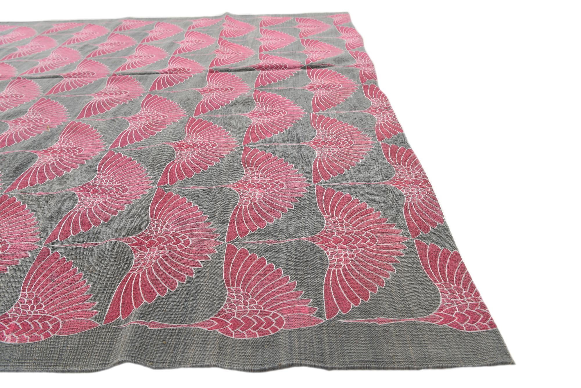 6' 5 x 9' 8 Hand Woven Kilim Modern Wool Rug