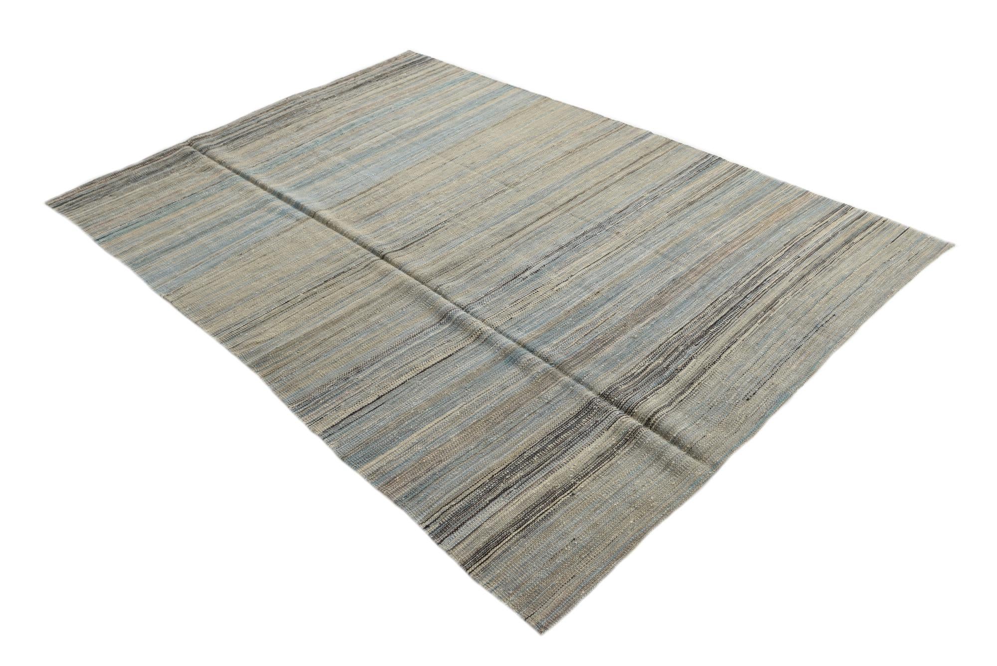 5' 5 x 8' Hand Woven Kilim Modern Wool Rug