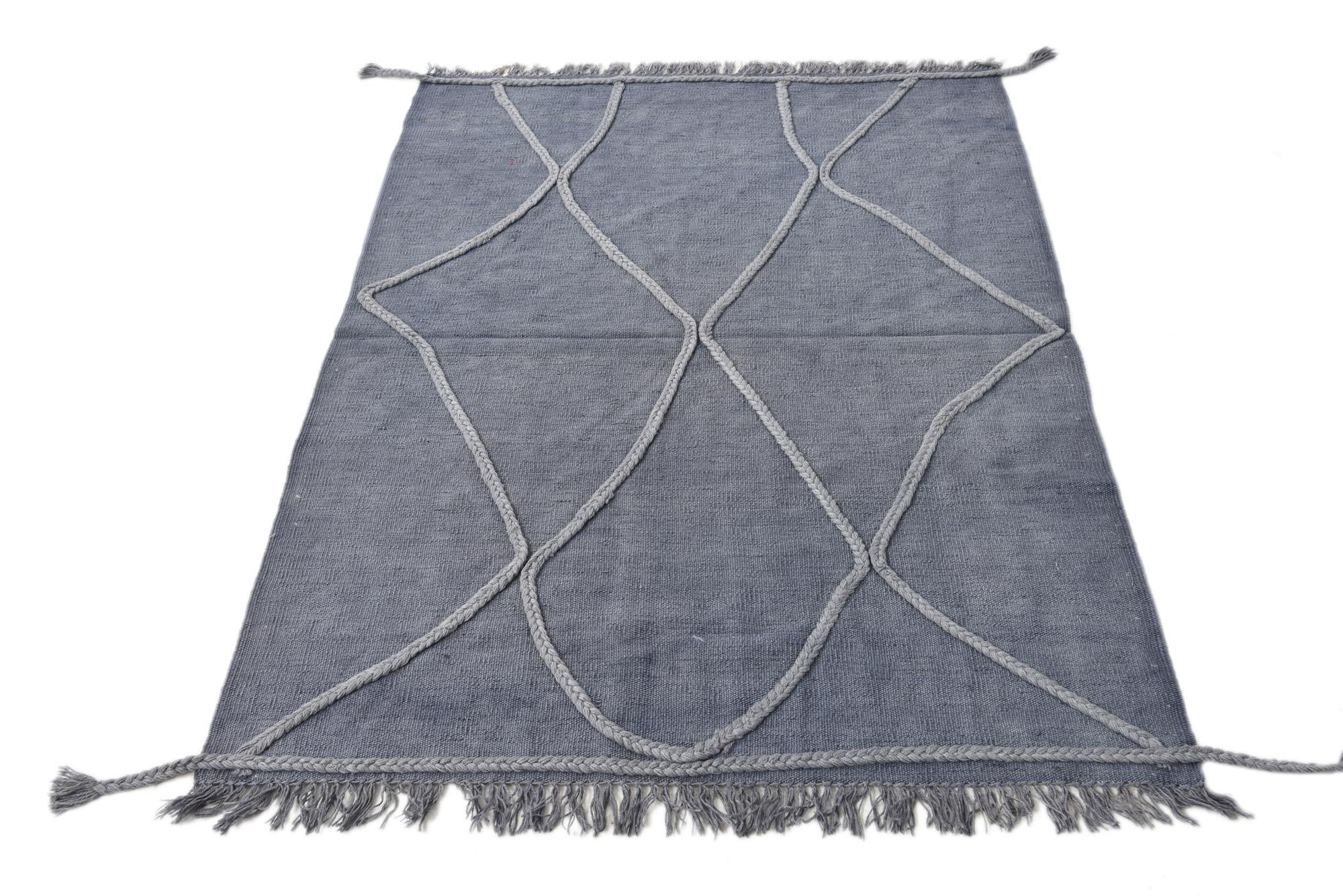 3' 4 x 4' 10 Hand Woven Kilim Modern Wool Rug