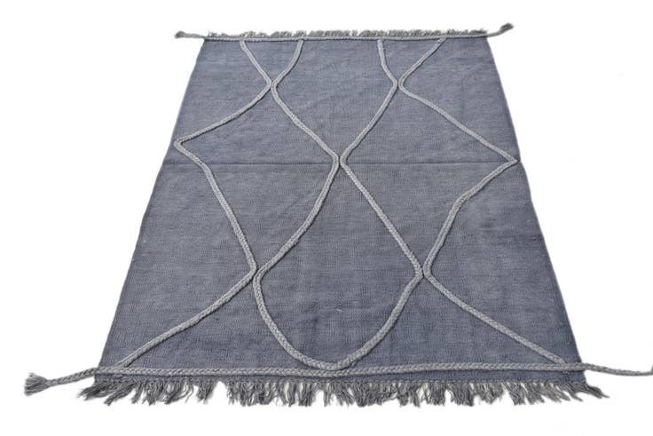 Detail image of 3' 4 x 4' 10 Hand Woven Kilim Modern Wool Rug