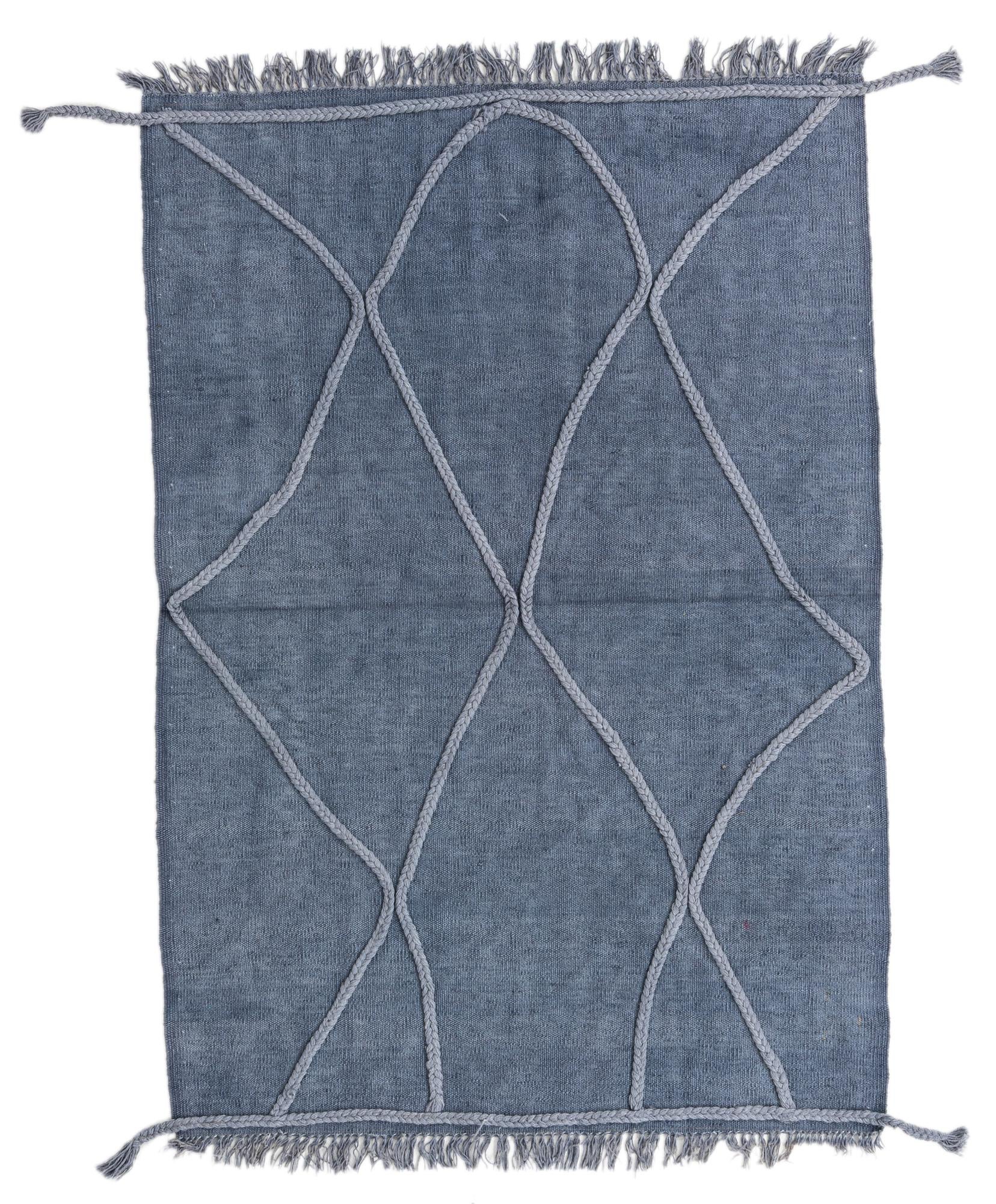 3' 4 x 4' 10 Hand Woven Kilim Modern Wool Rug
