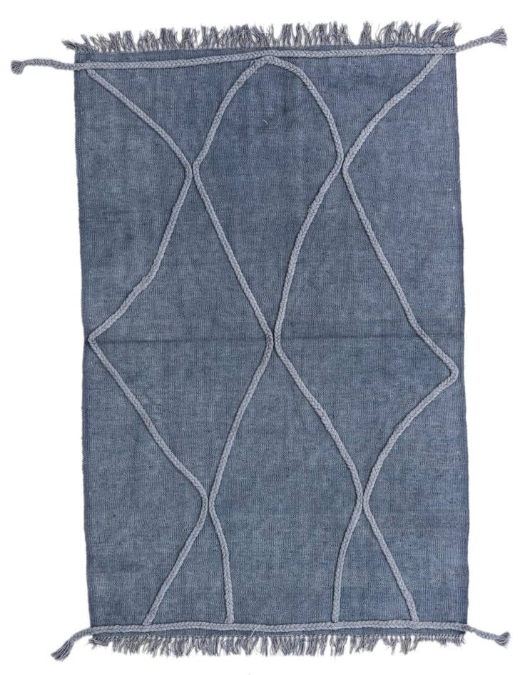Detail image of 3' 4 x 4' 10 Hand Woven Kilim Modern Wool Rug