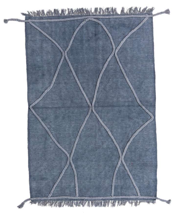 3' 4 x 4' 10 Hand Woven Kilim Modern Wool Rug