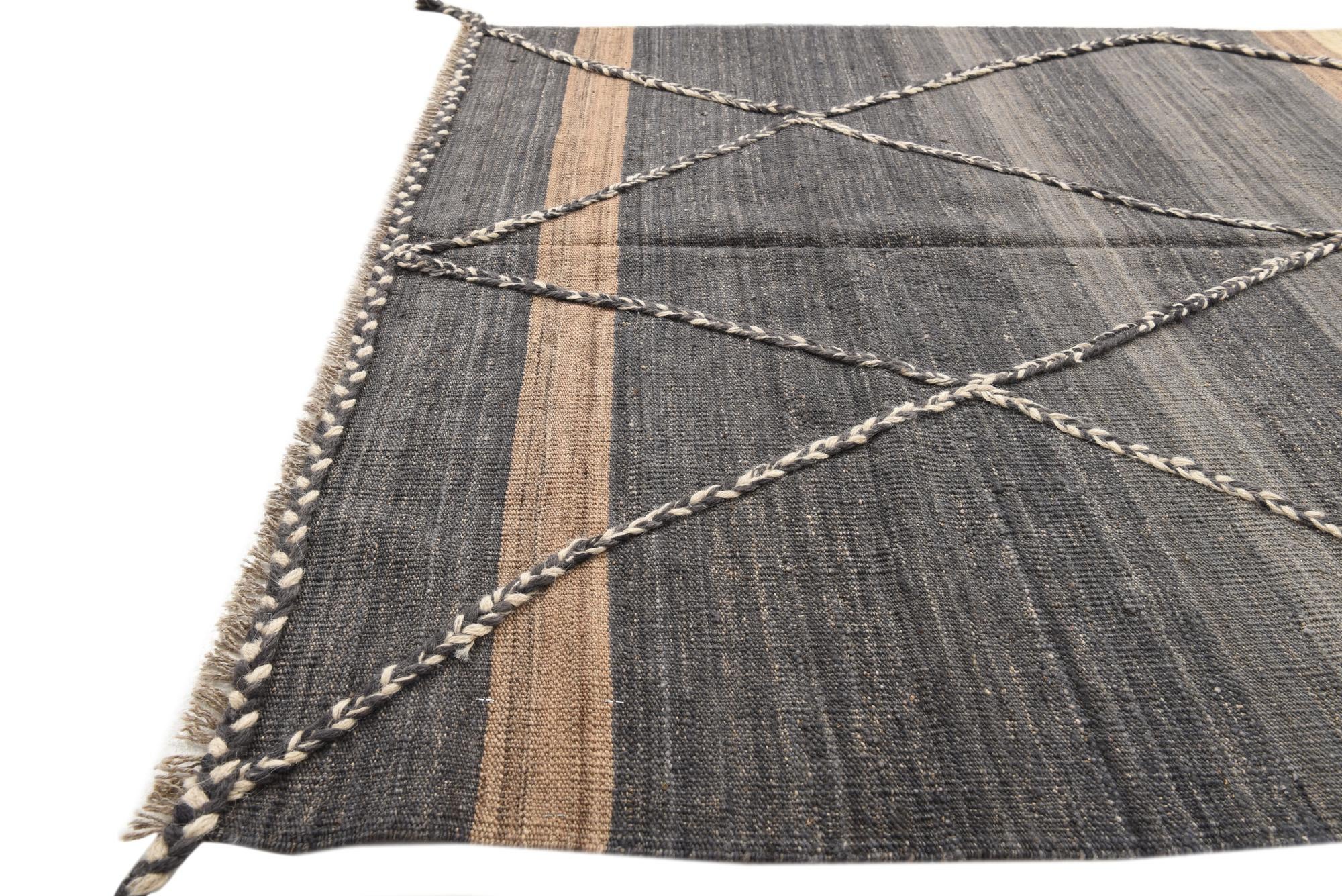4' 5 x 6' Hand Woven Kilim Modern Wool Rug