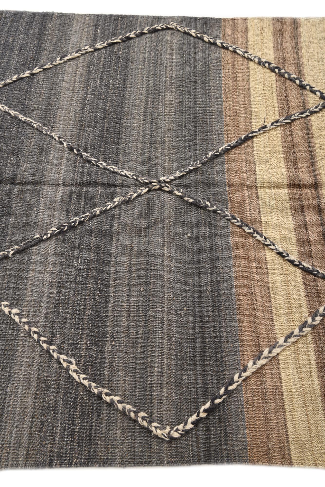 4' 5 x 6' Hand Woven Kilim Modern Wool Rug
