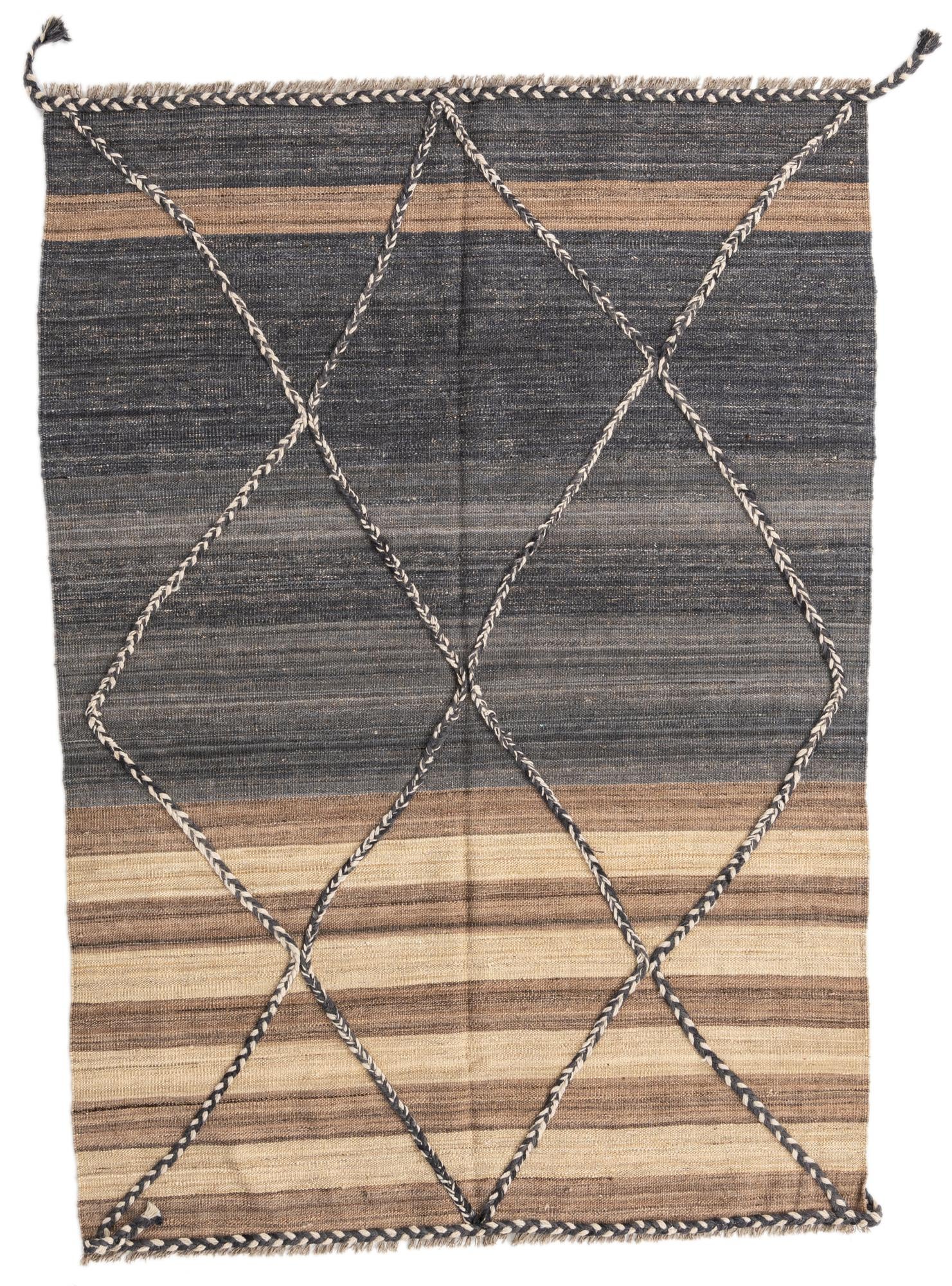 4' 5 x 6' Hand Woven Kilim Modern Wool Rug
