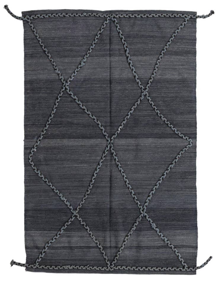 Detail image of 4' 2 x 5' 9 Hand Woven Kilim Modern Wool Rug