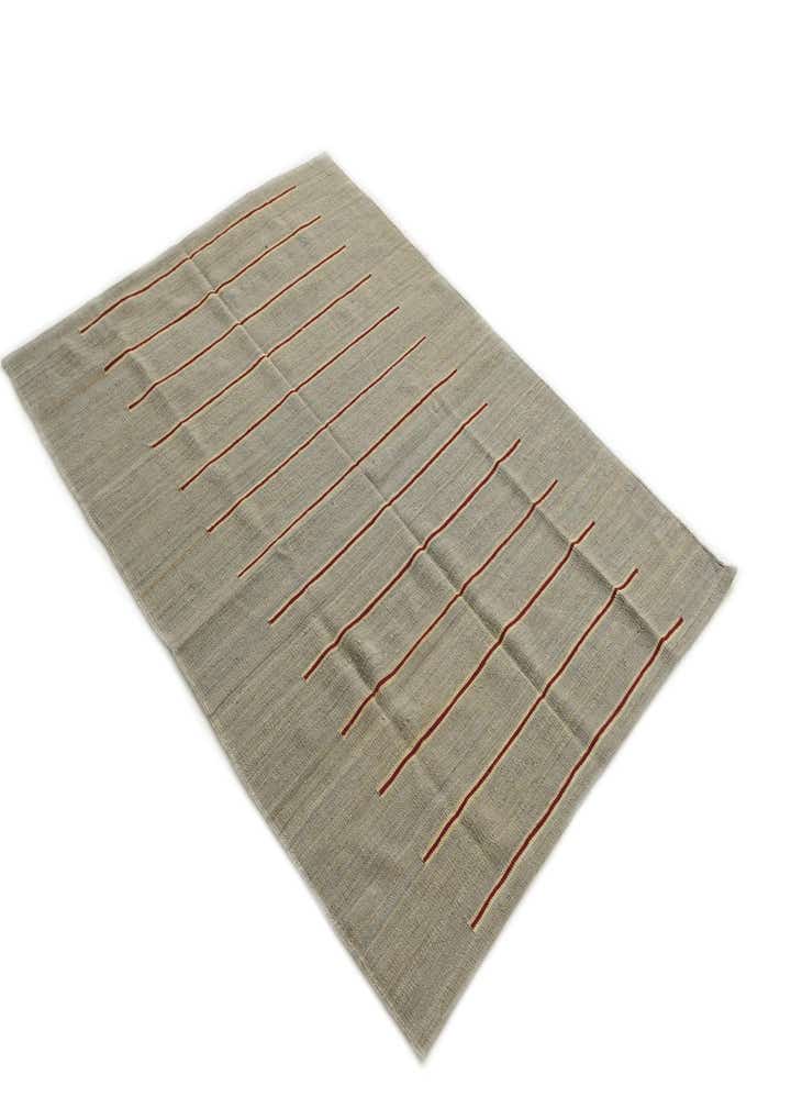 4' 4 x 5' 10 Hand Woven Kilim Modern Wool Rug
