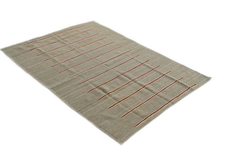 Detail image of 4' 4 x 5' 10 Hand Woven Kilim Modern Wool Rug