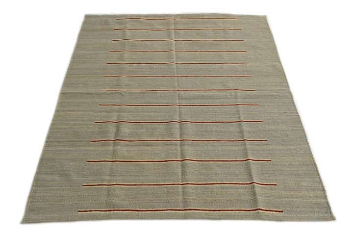 4' 4 x 5' 10 Hand Woven Kilim Modern Wool Rug