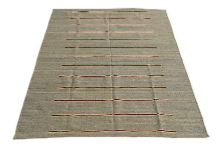 Detail image of 4' 4 x 5' 10 Hand Woven Kilim Modern Wool Rug