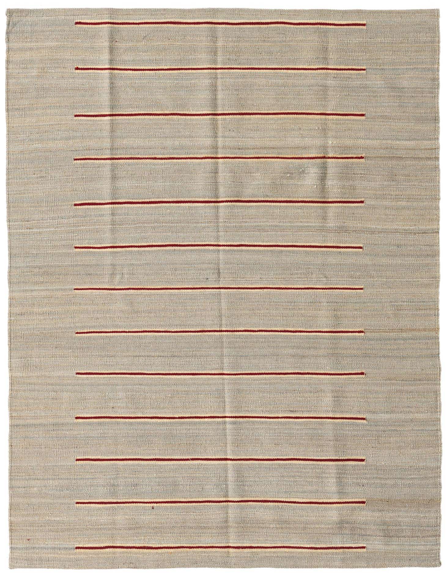 4' 4 x 5' 10 Hand Woven Kilim Modern Wool Rug