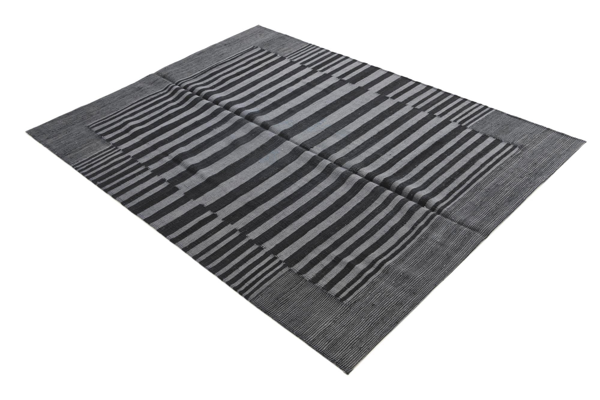 4' 4 x 5' 9 Hand Woven Kilim Modern Wool Rug