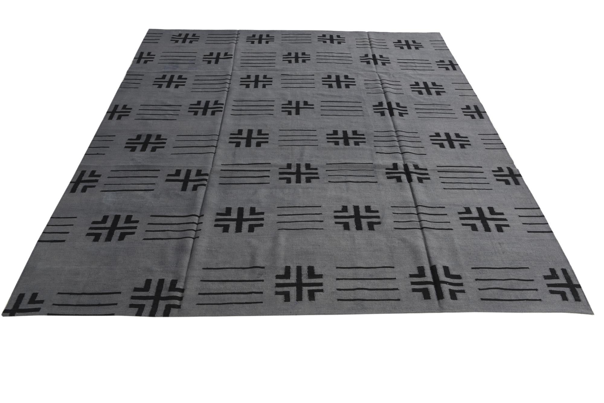 8' 5 x 9' 7 Hand Woven Kilim Modern Wool Rug