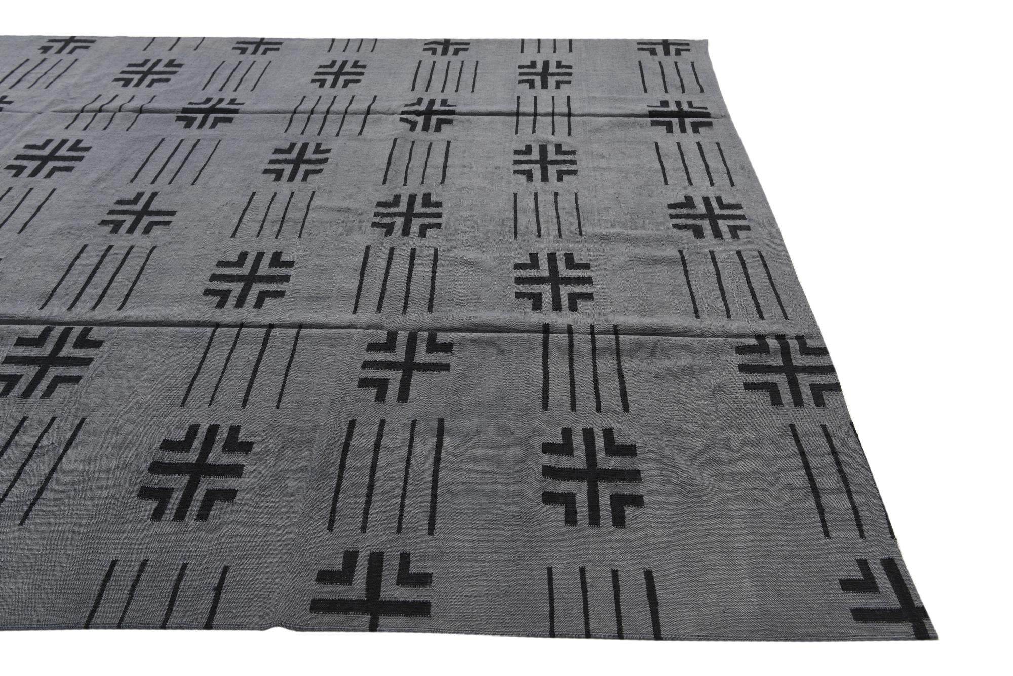 8' 5 x 9' 7 Hand Woven Kilim Modern Wool Rug