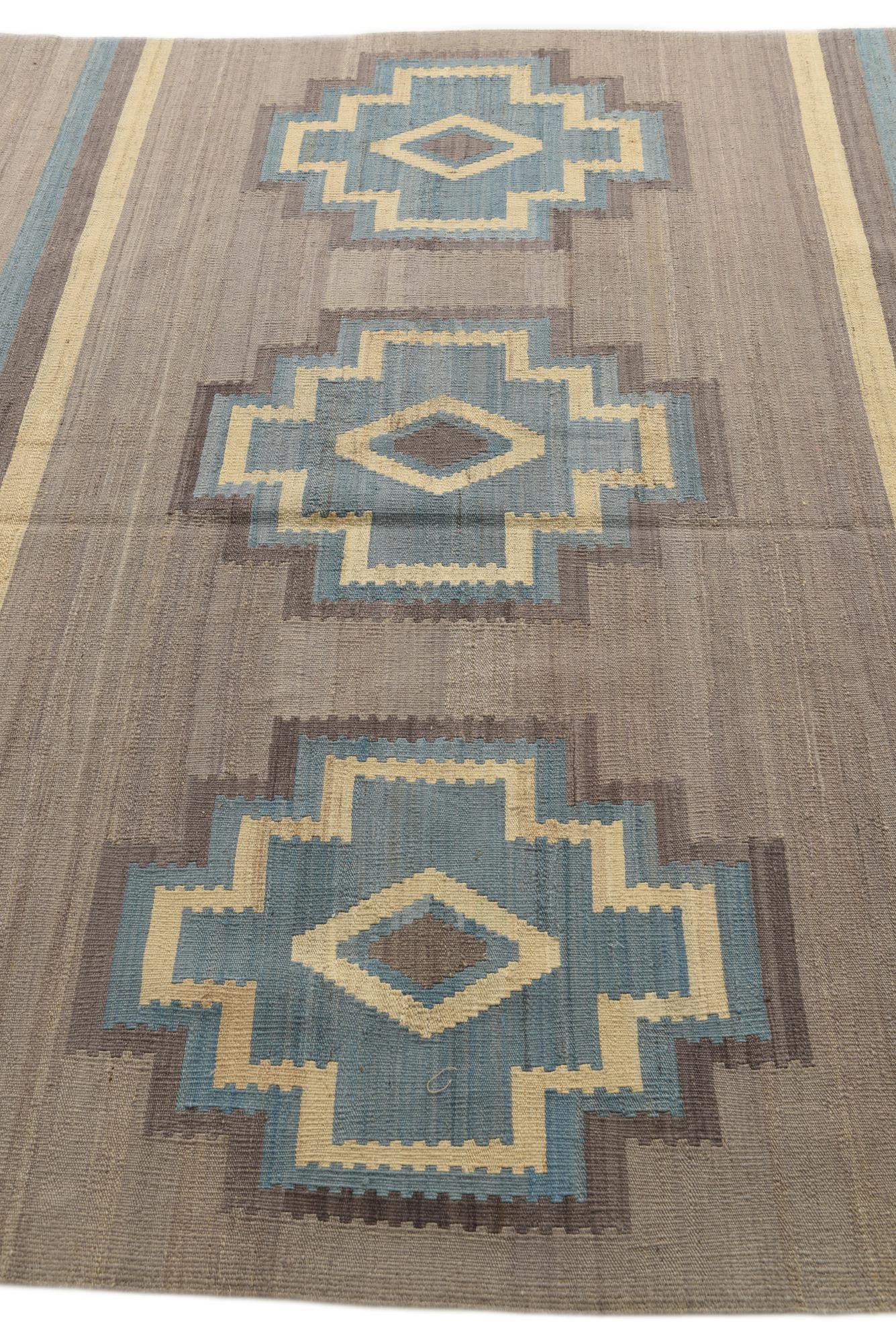 6' 6 x 9' 5 Hand Woven Kilim Modern Wool Rug