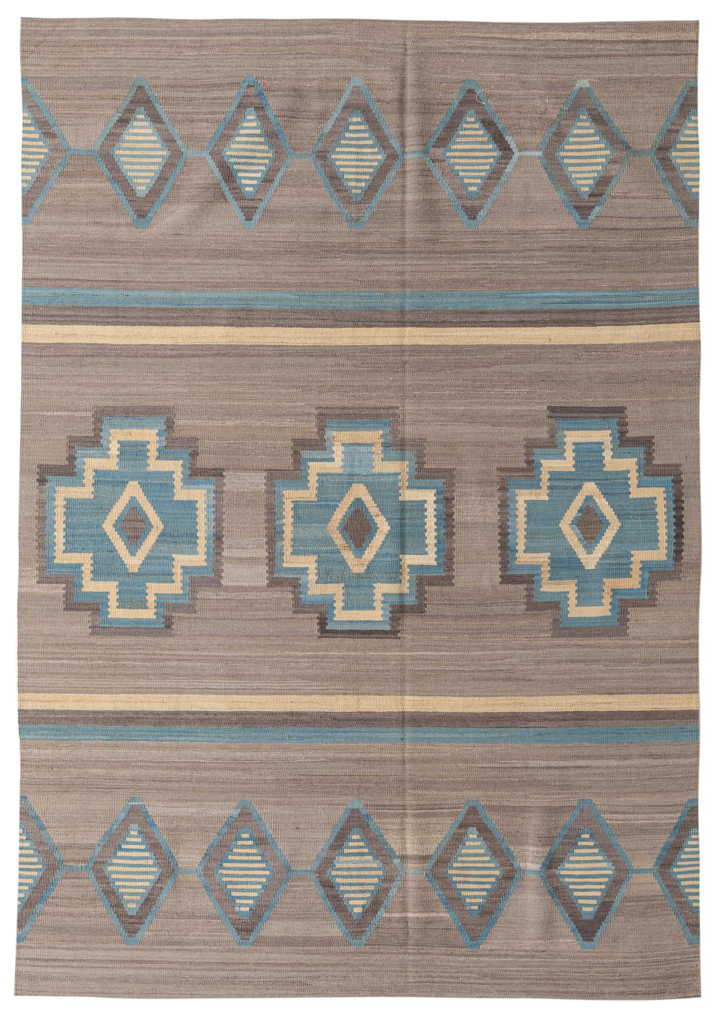 6' 6 x 9' 5 Hand Woven Kilim Modern Wool Rug