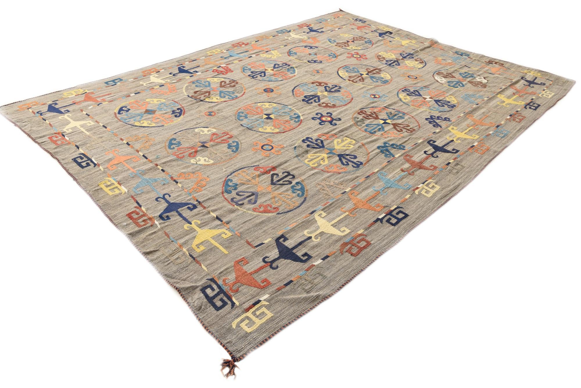 8' 7 x 11' 9 Hand Woven Kilim Modern Wool Rug