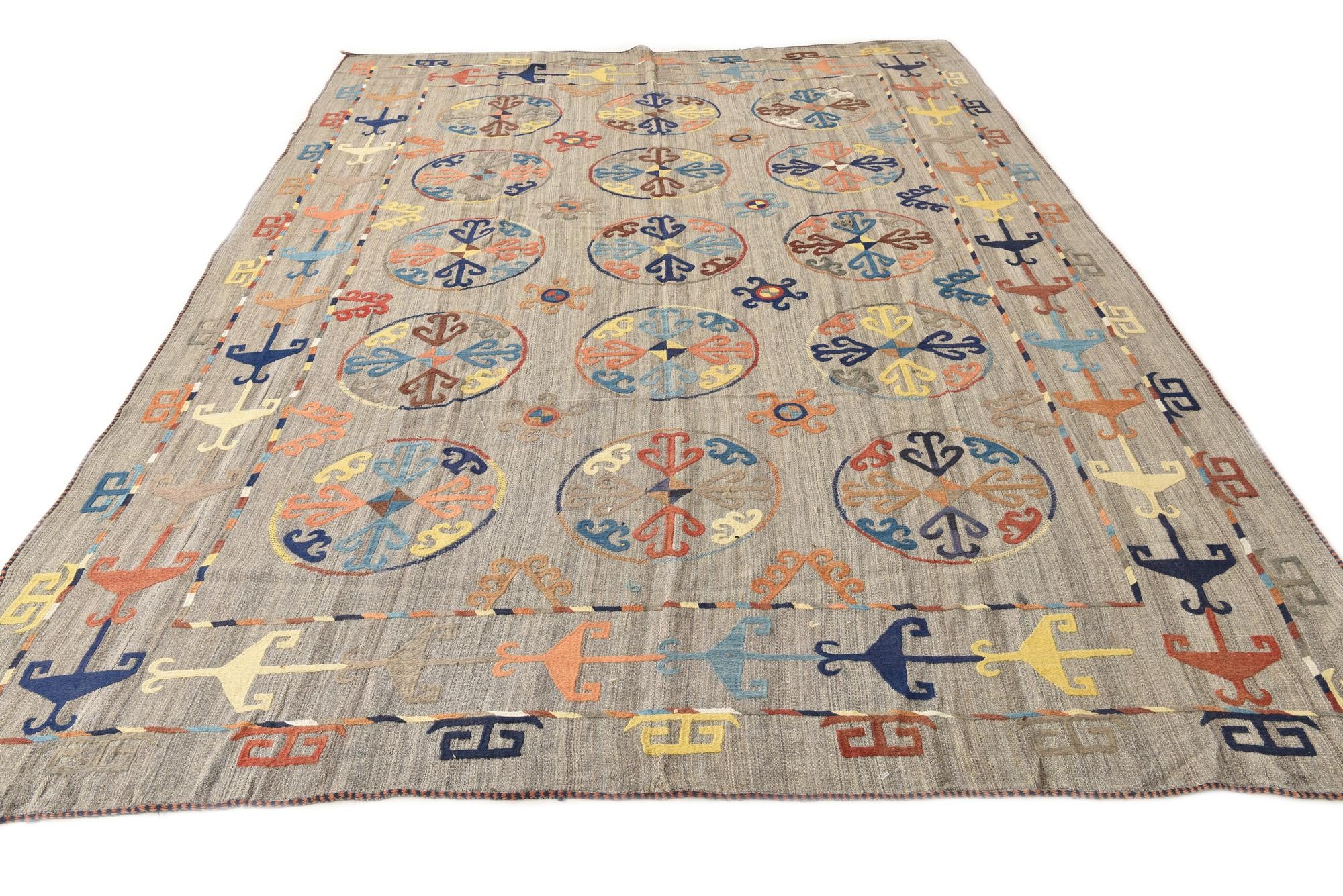 8' 7 x 11' 9 Hand Woven Kilim Modern Wool Rug