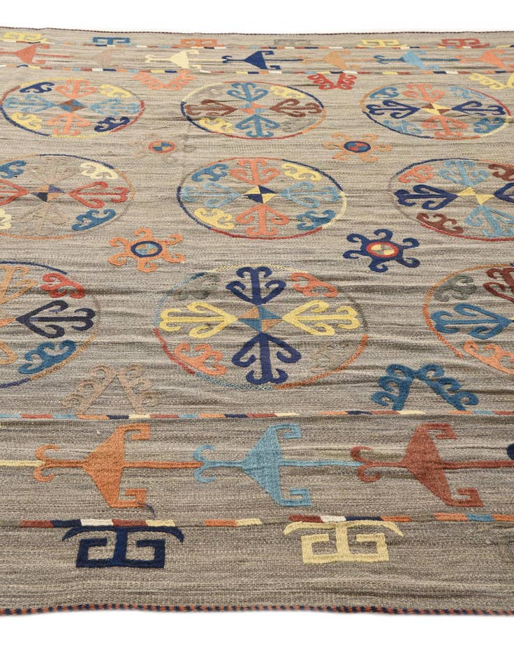 Detail image of 8' 7 x 11' 9  Hand Woven Kilim Modern Wool Rug