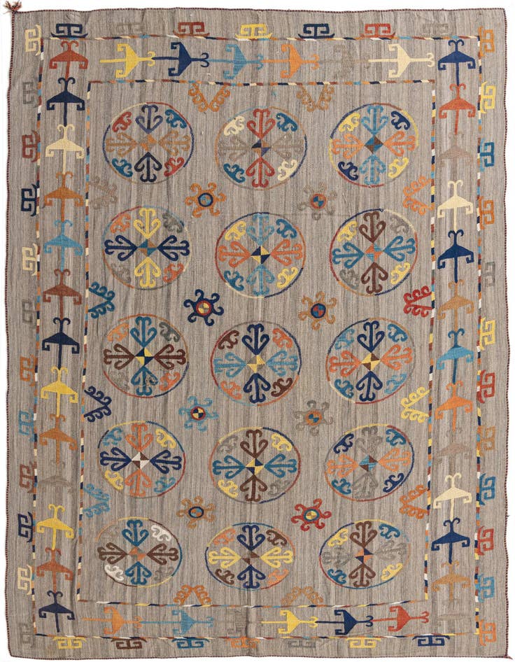 Detail image of 8' 7 x 11' 9 Hand Woven Kilim Modern Wool Rug