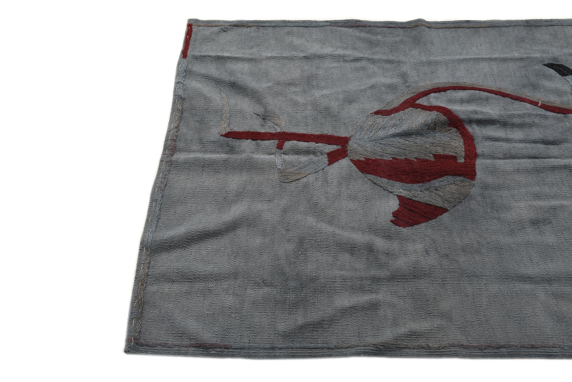 3' 5 x 4' 3 Hand Woven Kilim Modern Wool Rug