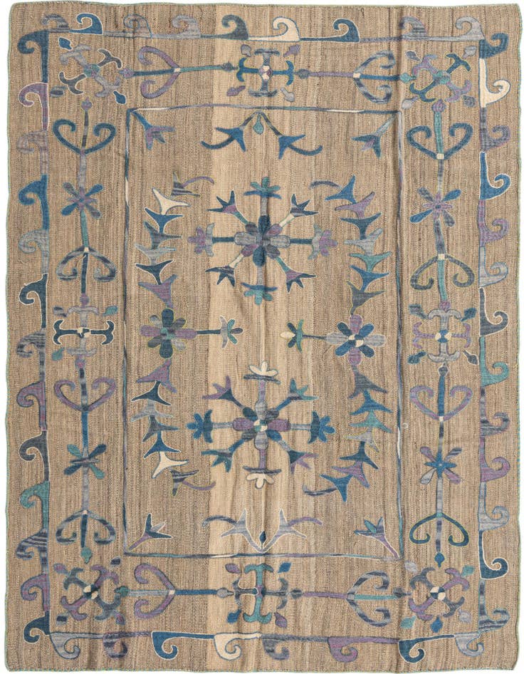 Detail image of 5' 5 x 7' 4 Hand Woven Kilim Modern Wool Rug