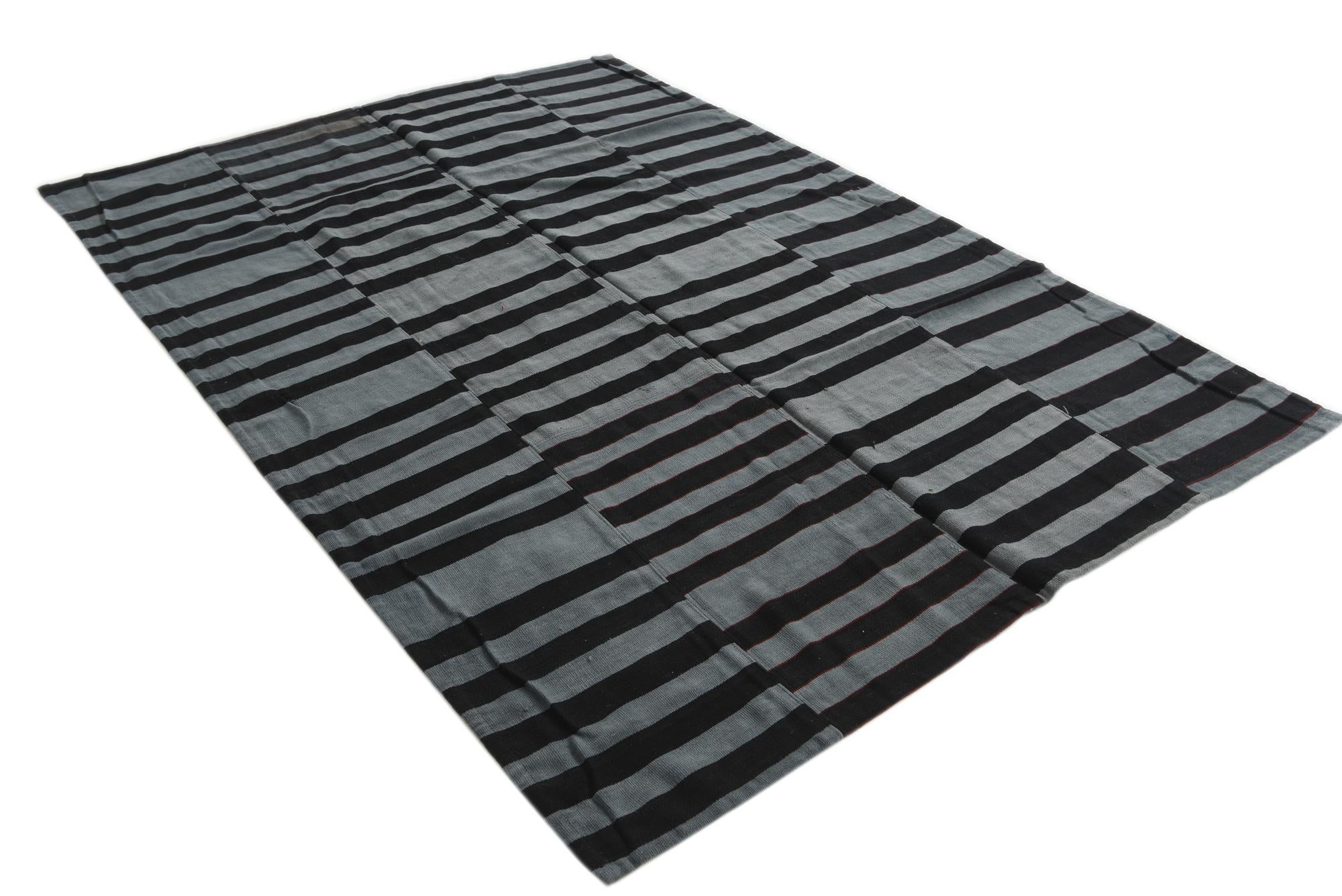 5' 8 x 8' 2 Hand Woven Kilim Patchwork Wool Rug