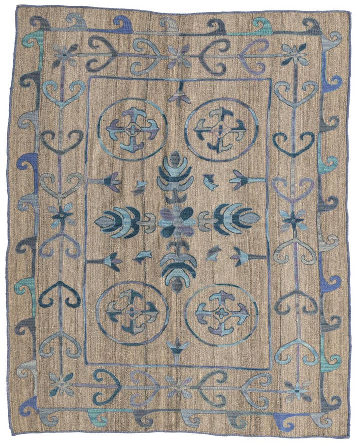 Detail image of 5' x 6' 2 Hand Woven Kilim Suzani Wool Rug