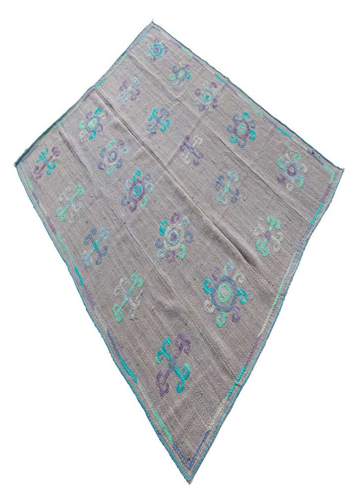4' 3 x 5' 5 Hand Woven Kilim Suzani Wool Rug
