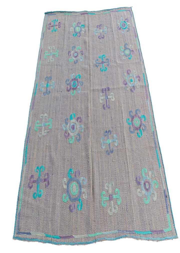4' 3 x 5' 5 Hand Woven Kilim Suzani Wool Rug