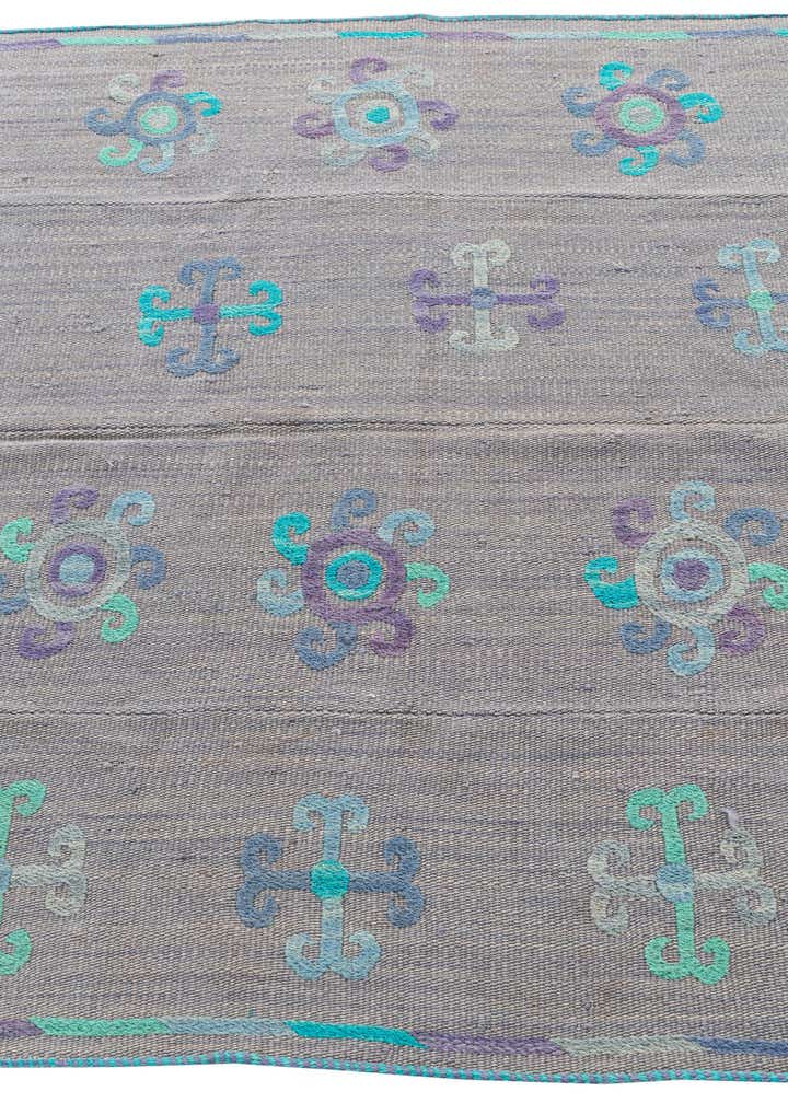 4' 3 x 5' 5 Hand Woven Kilim Suzani Wool Rug