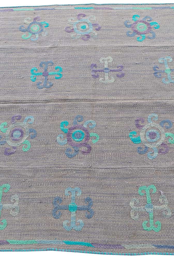 4' 3 x 5' 5 Hand Woven Kilim Suzani Wool Rug