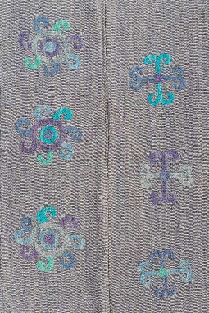 4' 3 x 5' 5 Hand Woven Kilim Suzani Wool Rug