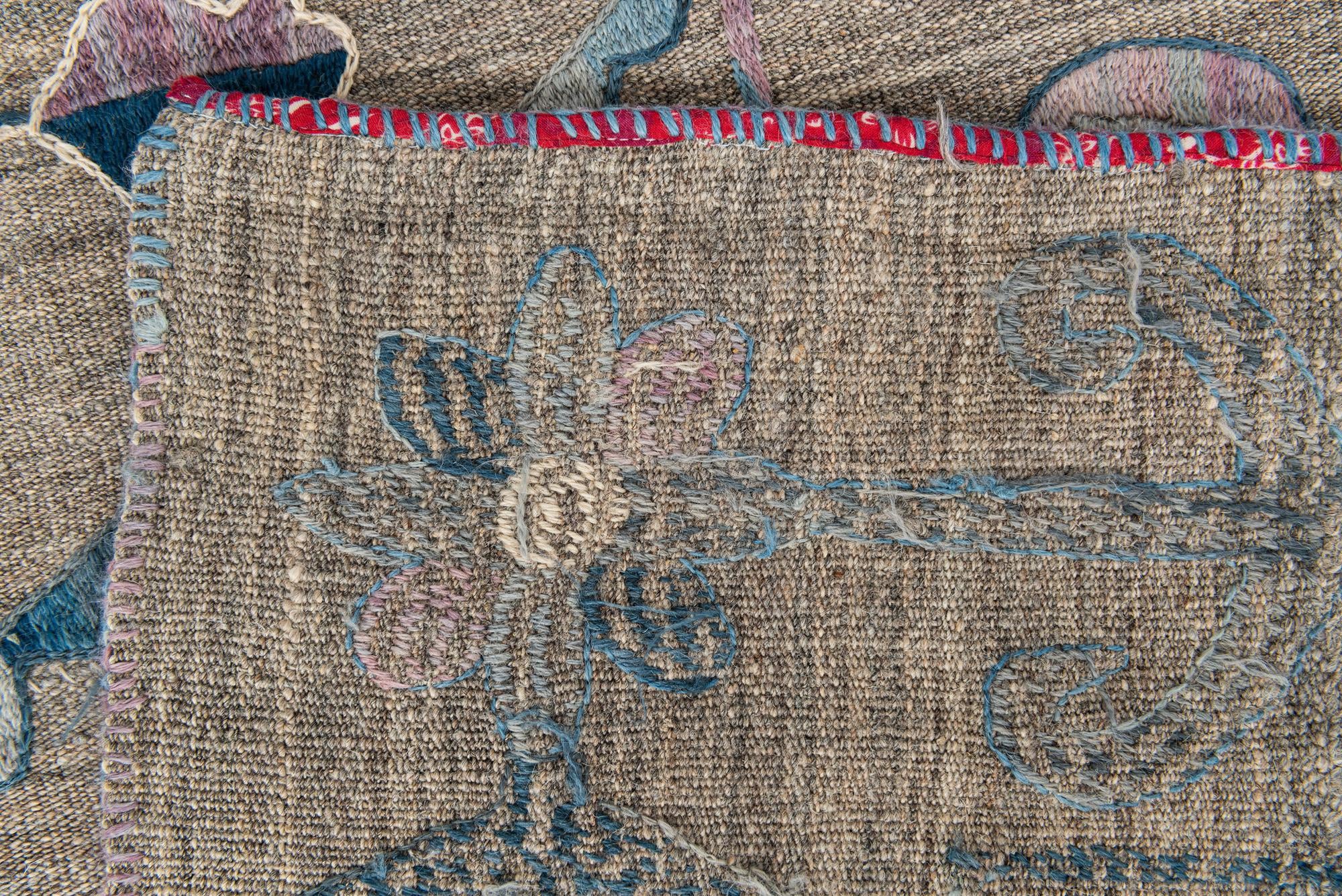 5' 3 x 6' 4 Hand Woven Kilim Suzani Wool Rug