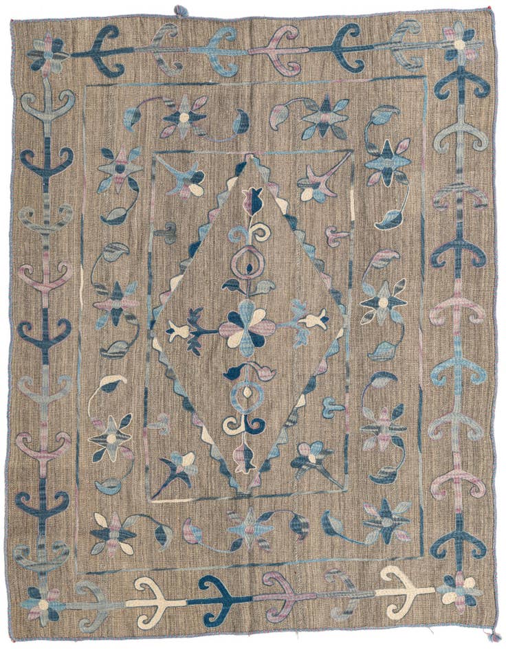 Detail image of 5' 3 x 6' 4 Hand Woven Kilim Suzani Wool Rug