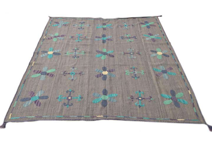 5' 1 x 6' Hand Woven Kilim Suzani Wool Rug