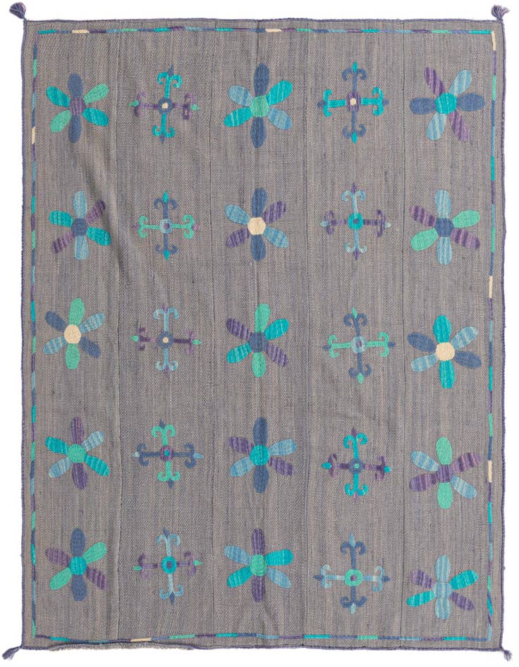 Detail image of 5' 1 x 6' Hand Woven Kilim Suzani Wool Rug