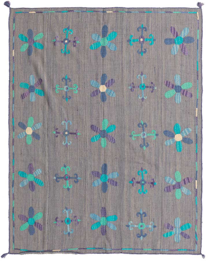 5' 1 x 6' Hand Woven Kilim Suzani Wool Rug