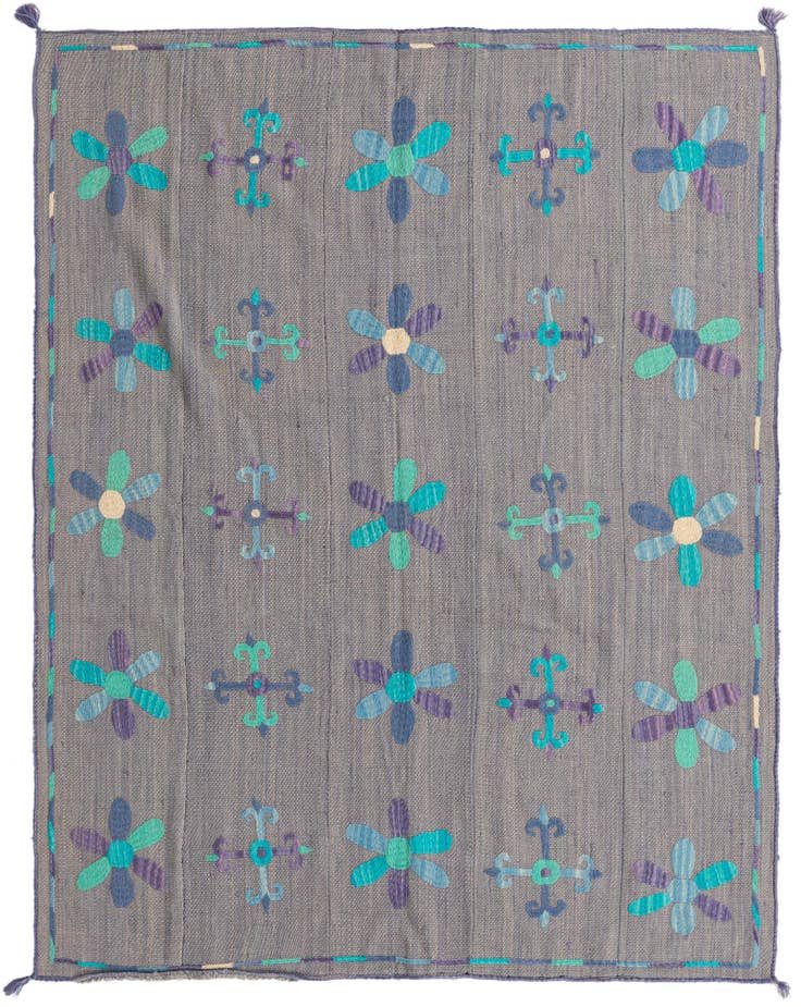 Detail image of 5' 1 x 6' Hand Woven Kilim Suzani Wool Rug