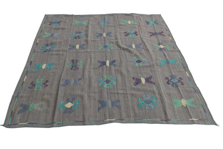 5' 3 x 6' Hand Woven Kilim Suzani Wool Rug