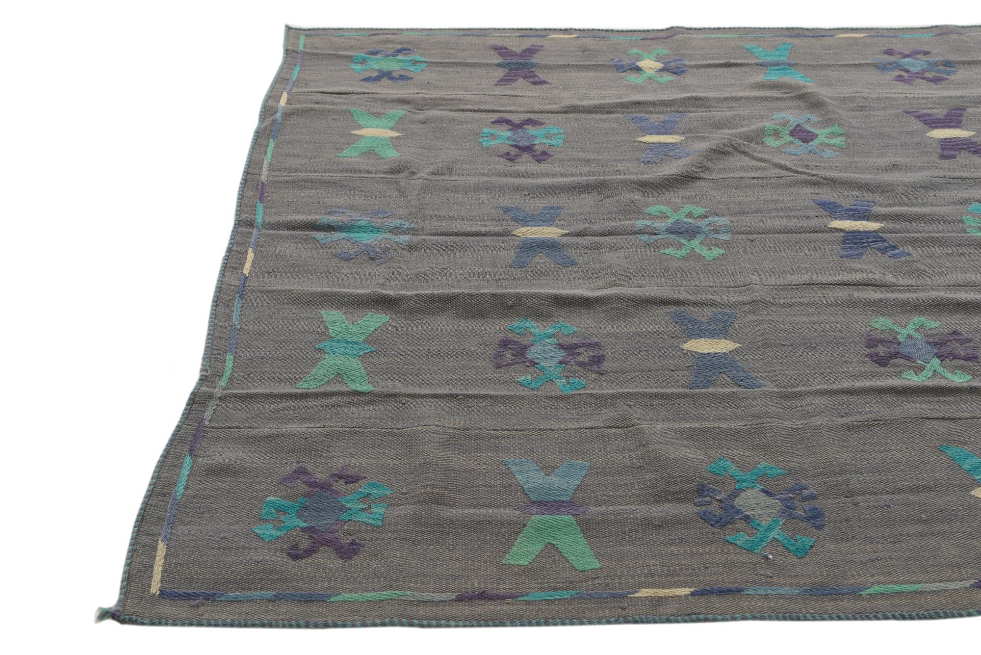 5' 3 x 6' Hand Woven Kilim Suzani Wool Rug