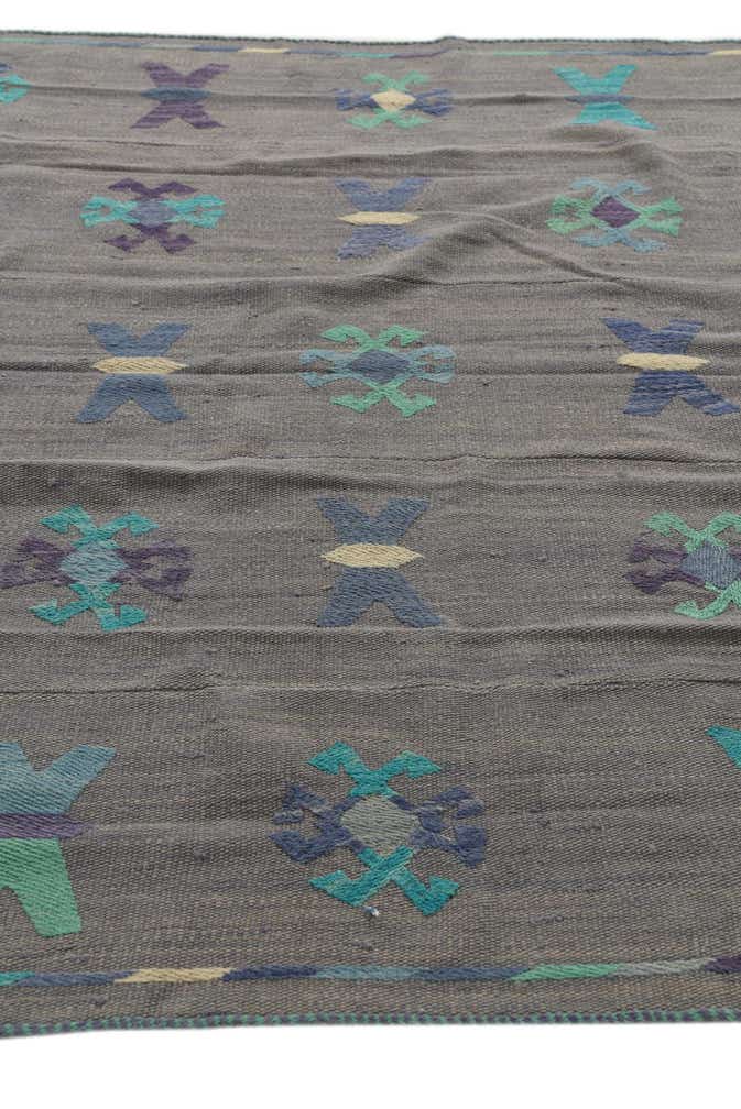 5' 3 x 6' Hand Woven Kilim Suzani Wool Rug