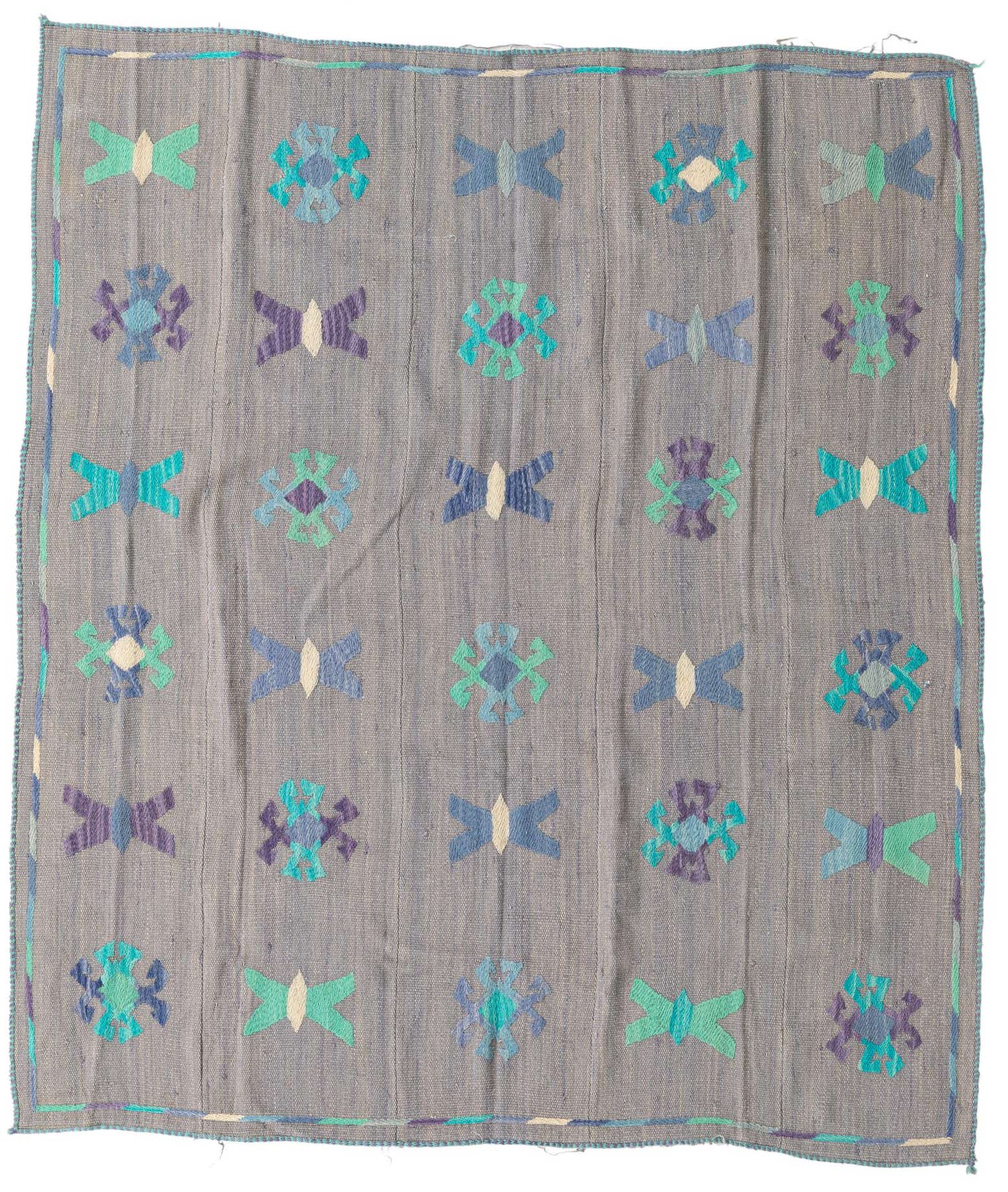 5' 3 x 6' Hand Woven Kilim Suzani Wool Rug