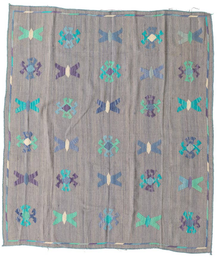 Detail image of 5' 3 x 6' Hand Woven Kilim Suzani Wool Rug