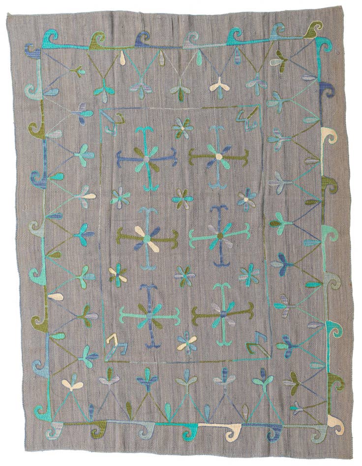 Detail image of 5' 10 x 6' 7 Hand Woven Kilim Suzani Wool Rug