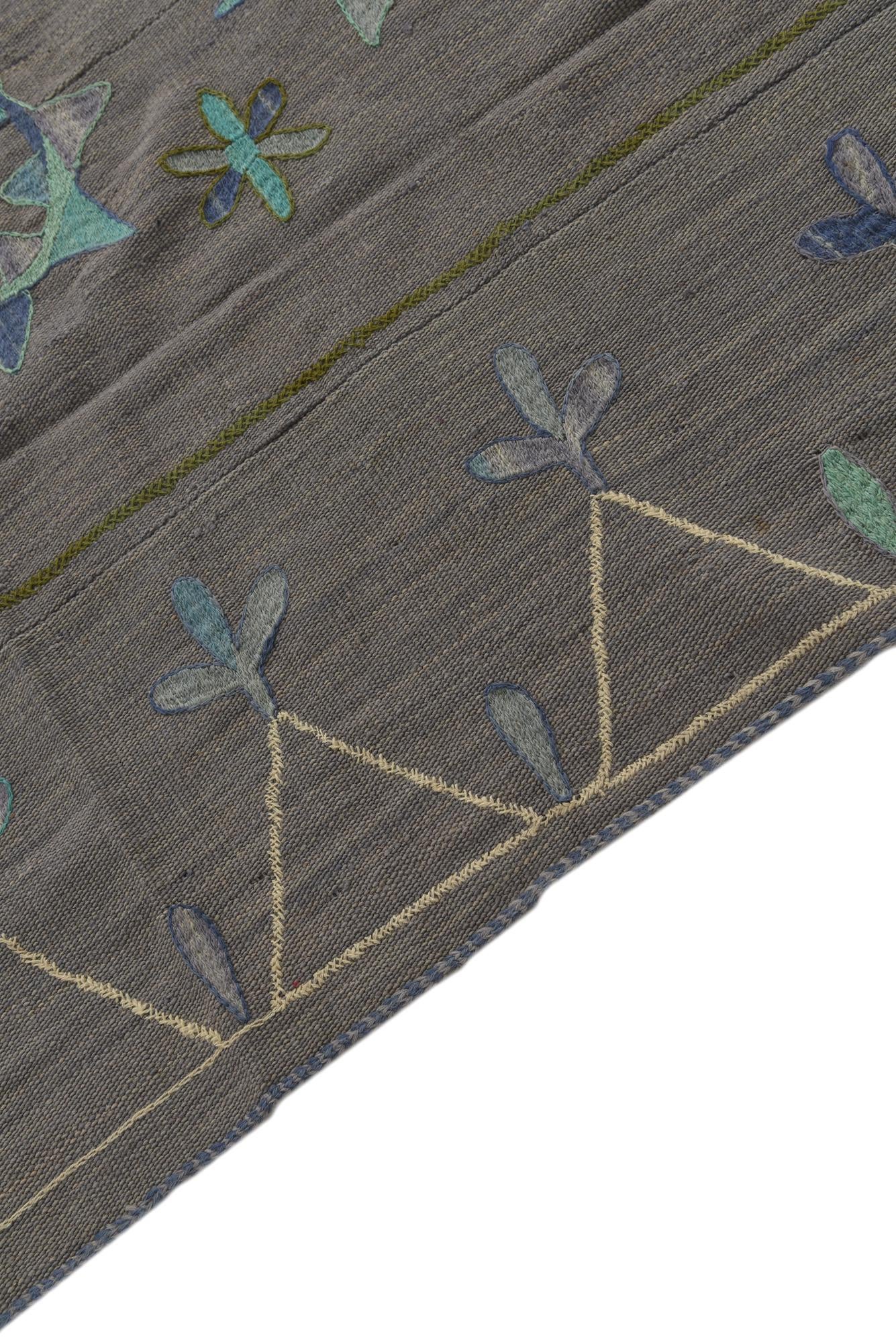 5' 9 x 7' Hand Woven Kilim Suzani Wool Rug