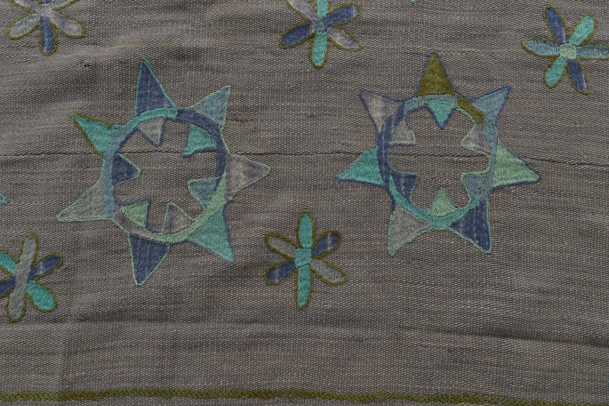 5' 9 x 7' Hand Woven Kilim Suzani Wool Rug